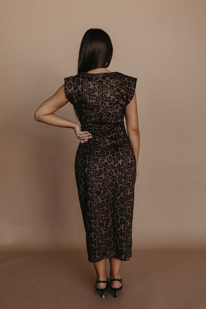 THE KARLEY LEOPARD PRINT DRESS IN BROWN