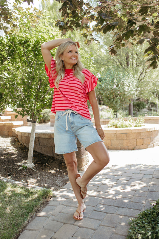 THE ALEX DRAWSTRING DENIM SHORTS