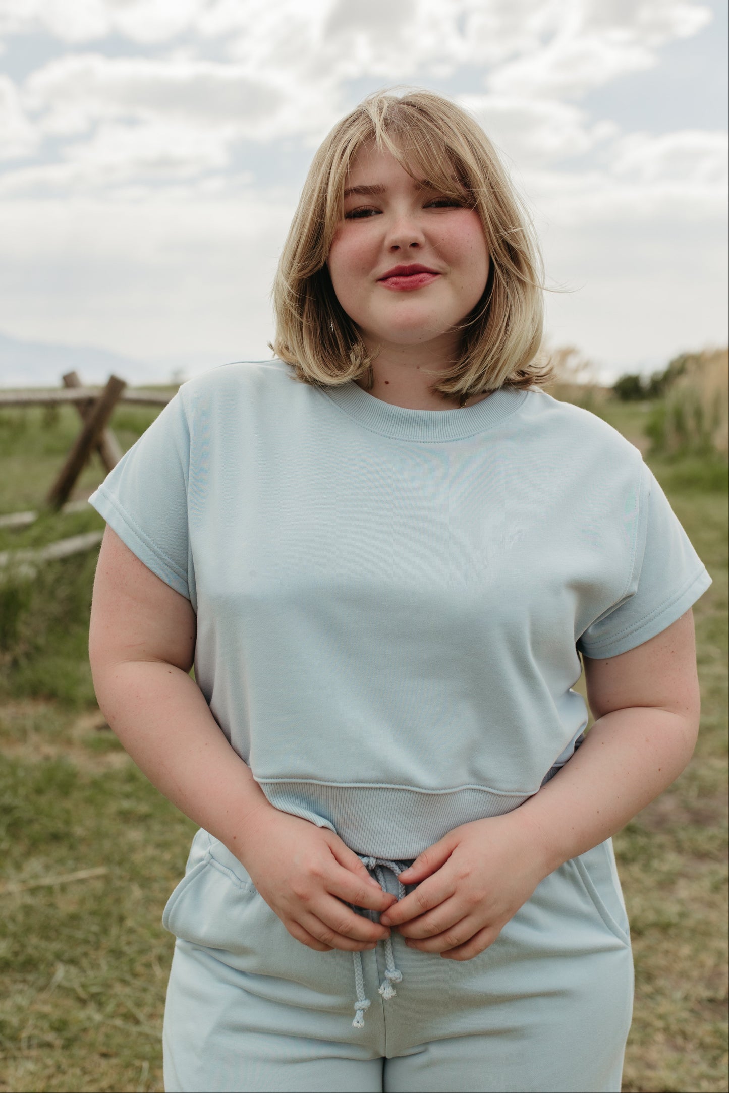 THE ALEENA WIDE LEG BLUE SET