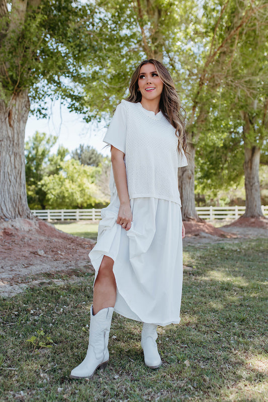 THE BOWYN MIDI DRESS IN COTTON WHITE