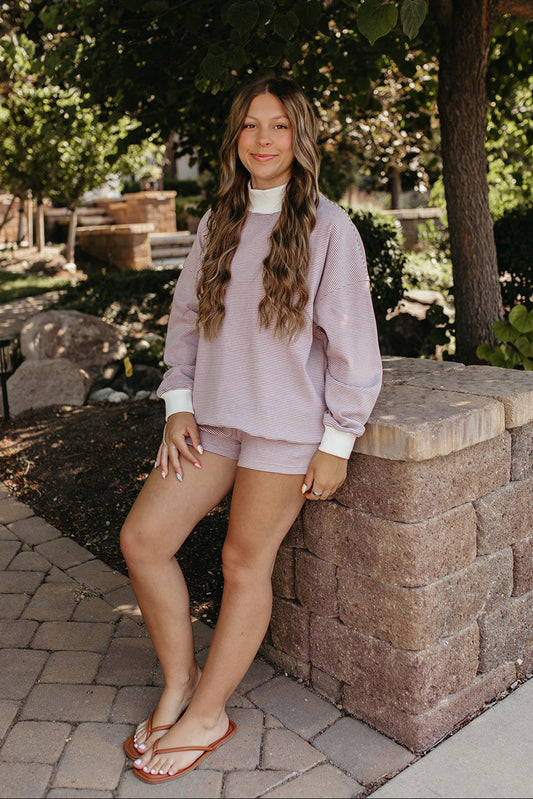 THE REESE STRIPE SHORTS IN PURPLE