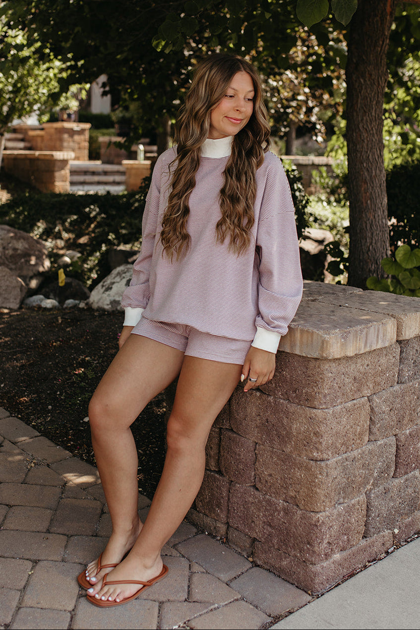 THE REESE STRIPE SHORTS IN PURPLE