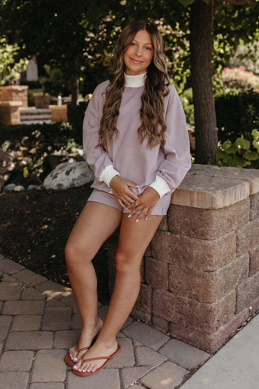 THE REESE STRIPE TOP IN PURPLE