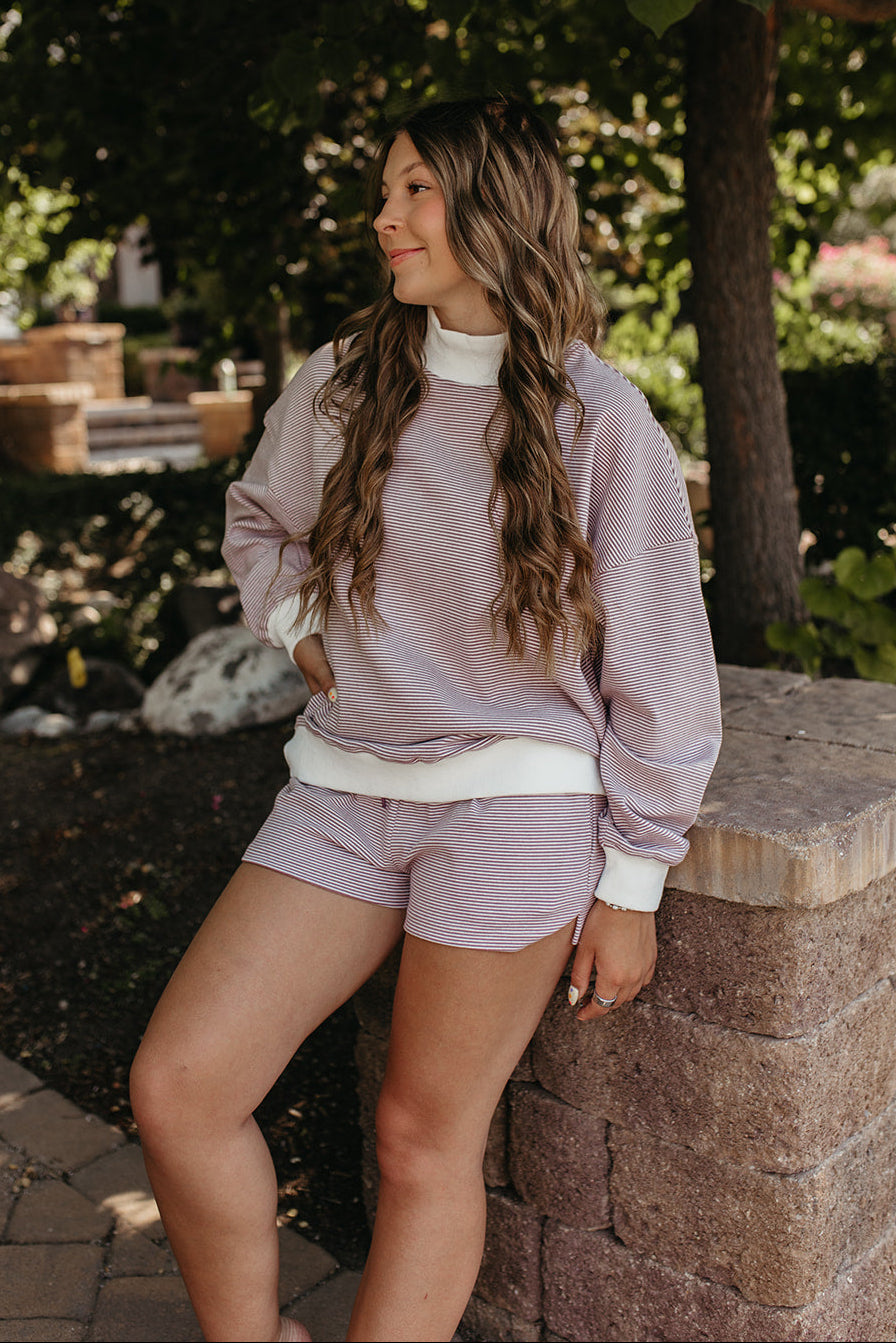 THE REESE STRIPE TOP IN PURPLE