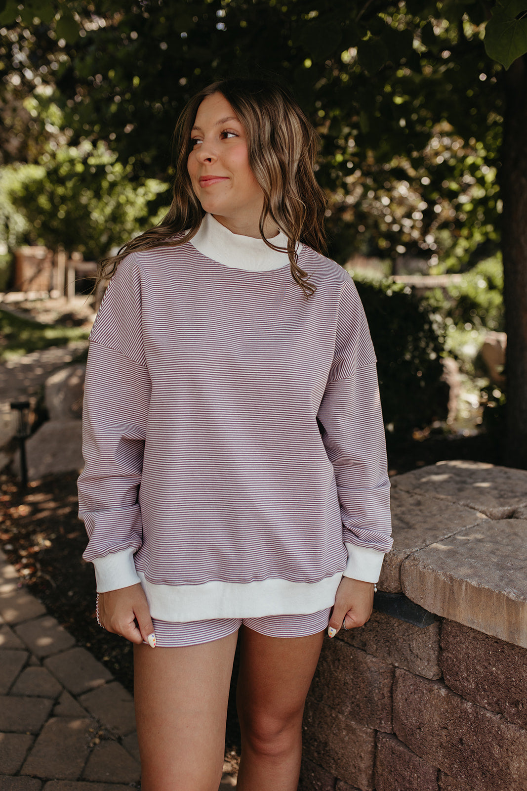THE REESE STRIPE TOP IN PURPLE