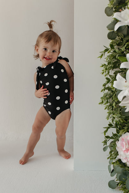 GIRLS TIE STRAP ONE PIECE IN DOTS BY PINK DESERT