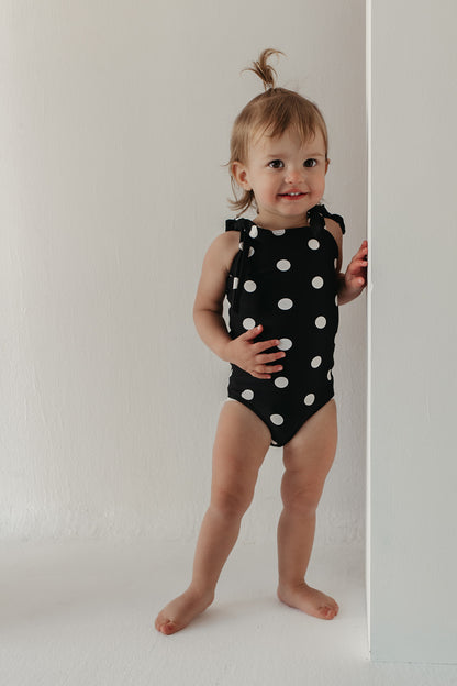 GIRLS TIE STRAP ONE PIECE IN DOTS BY PINK DESERT