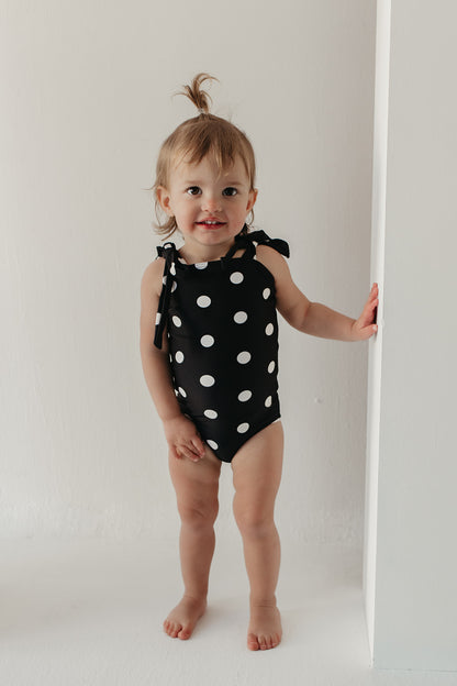 GIRLS TIE STRAP ONE PIECE IN DOTS BY PINK DESERT