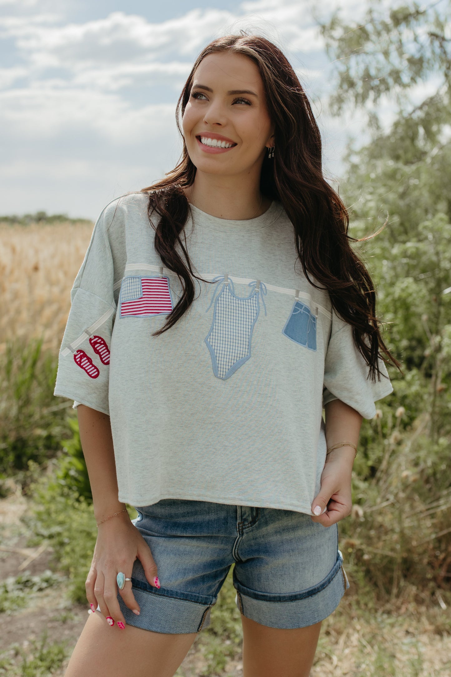 THE KATIE CLOTHESLINE EMBROIDERED TOP