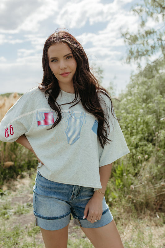 THE KATIE CLOTHESLINE EMBROIDERED TOP