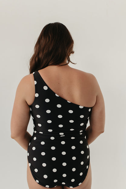 RUCHED ONE SHOULDER ONE PIECE IN DOTS BY PINK DESERT