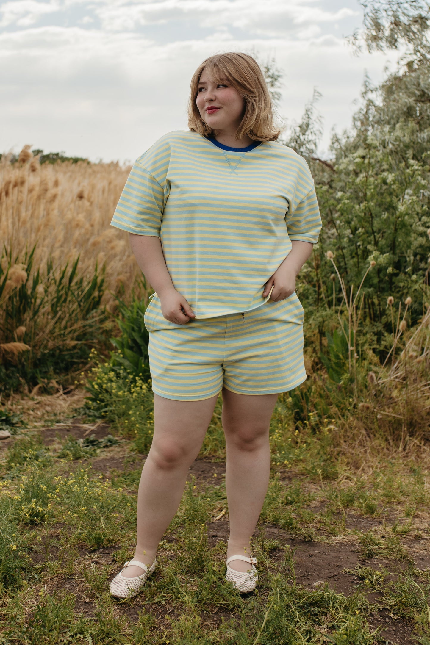 THE EMMIE STRIPE CONTRAST SET IN BLUE/YELLOW