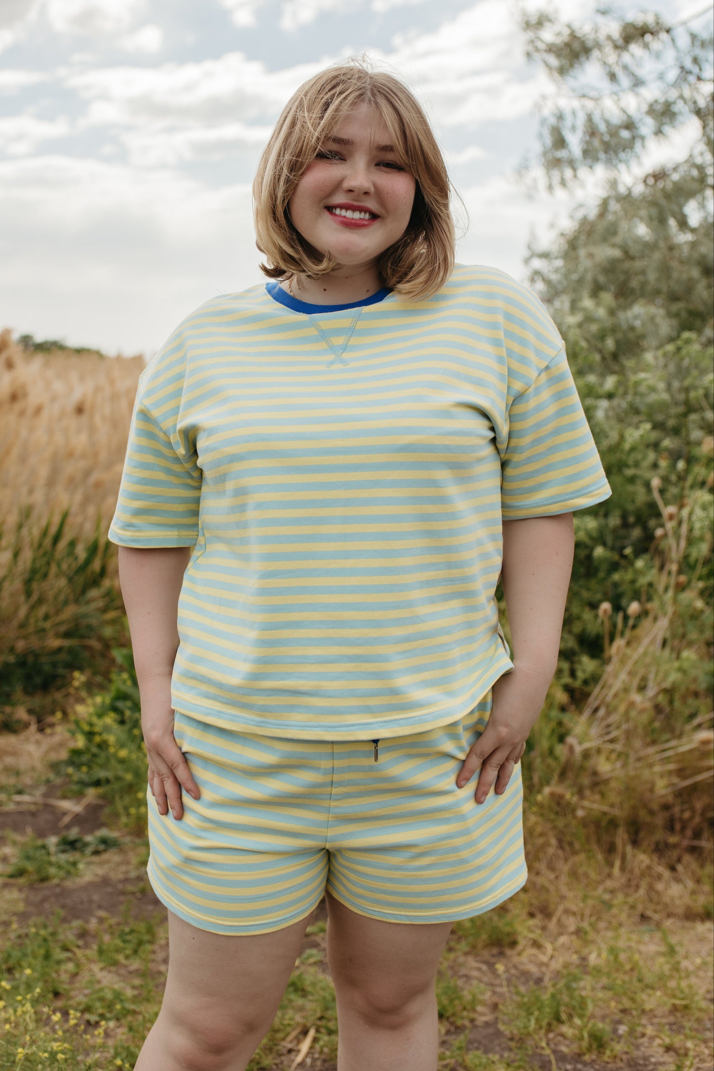 THE EMMIE STRIPE CONTRAST SET IN BLUE/YELLOW