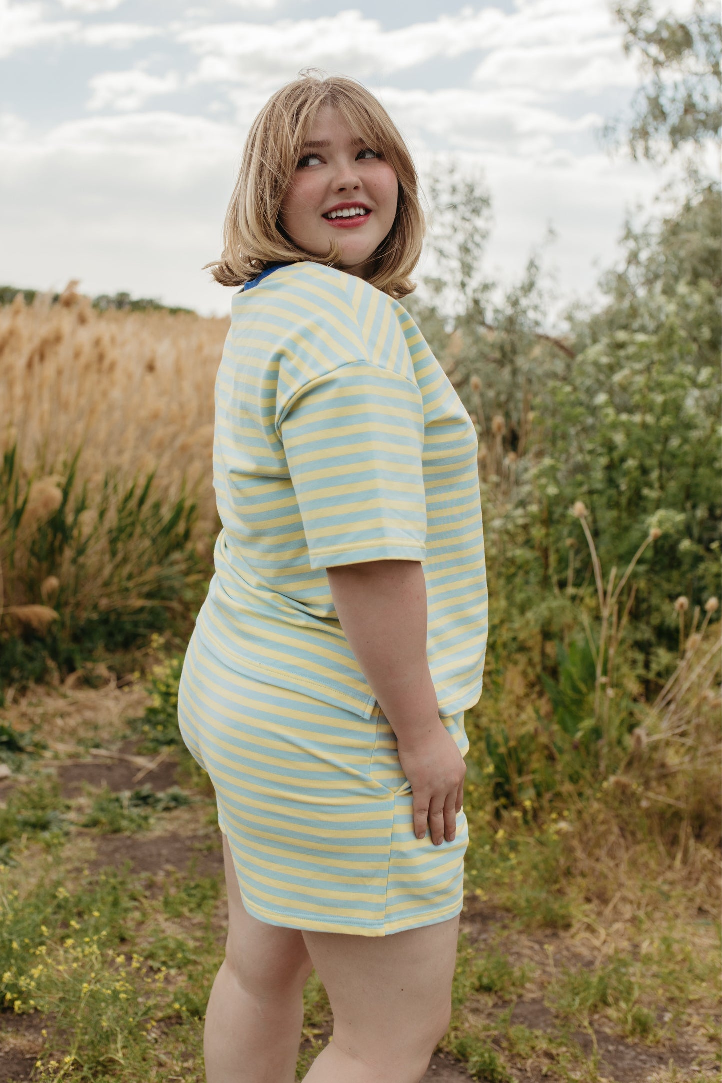 THE EMMIE STRIPE CONTRAST SET IN BLUE/YELLOW
