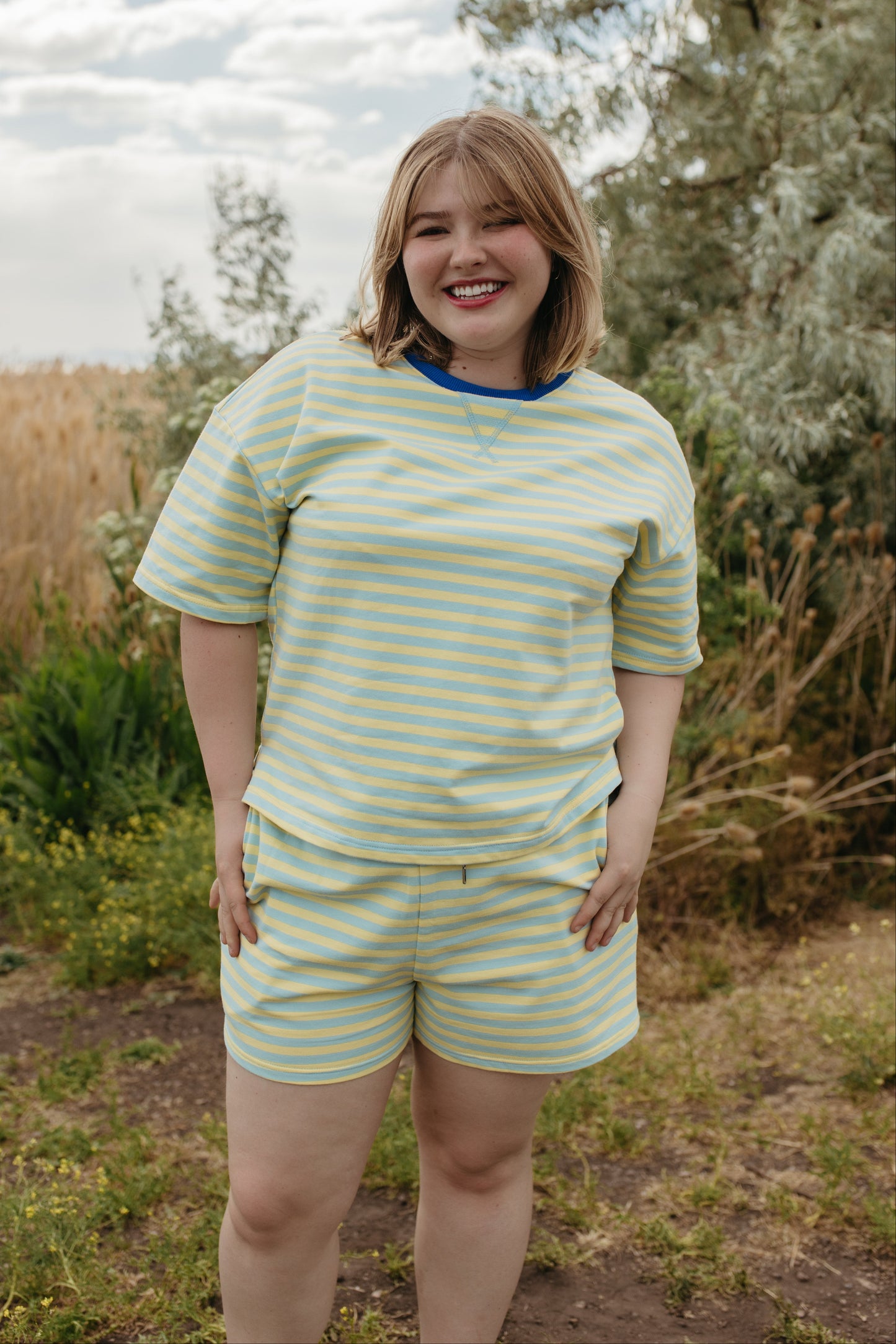 THE EMMIE STRIPE CONTRAST SET IN BLUE/YELLOW