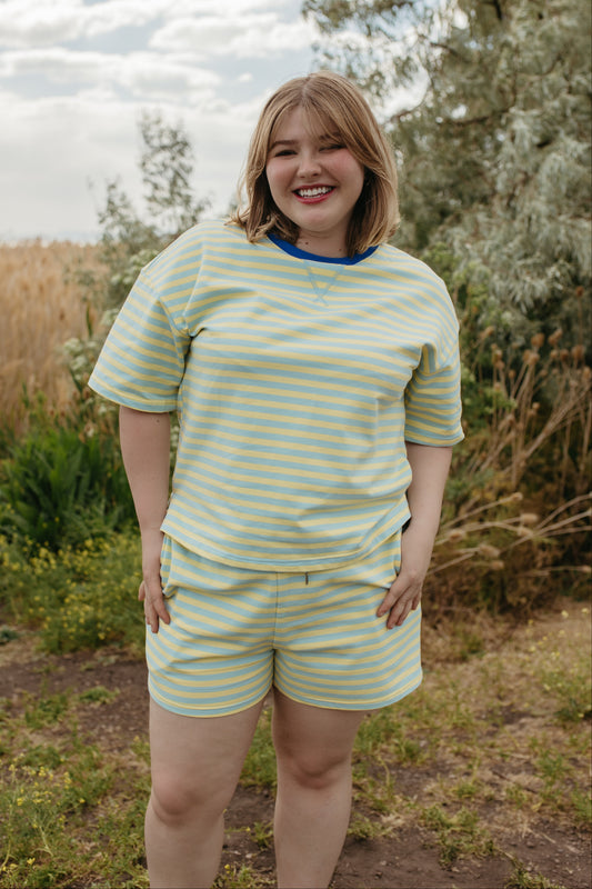 THE EMMIE STRIPE CONTRAST SET IN BLUE/YELLOW