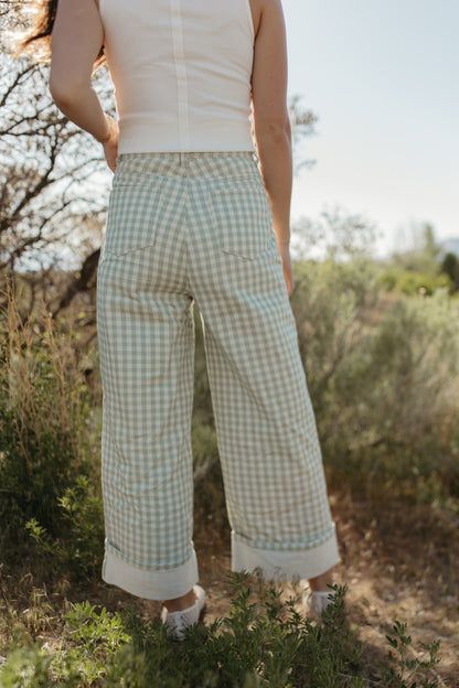 THE MAEVE GINGHAM BARREL JEANS