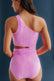 Pink Terry Floral Cut Out One Piece In Fondant