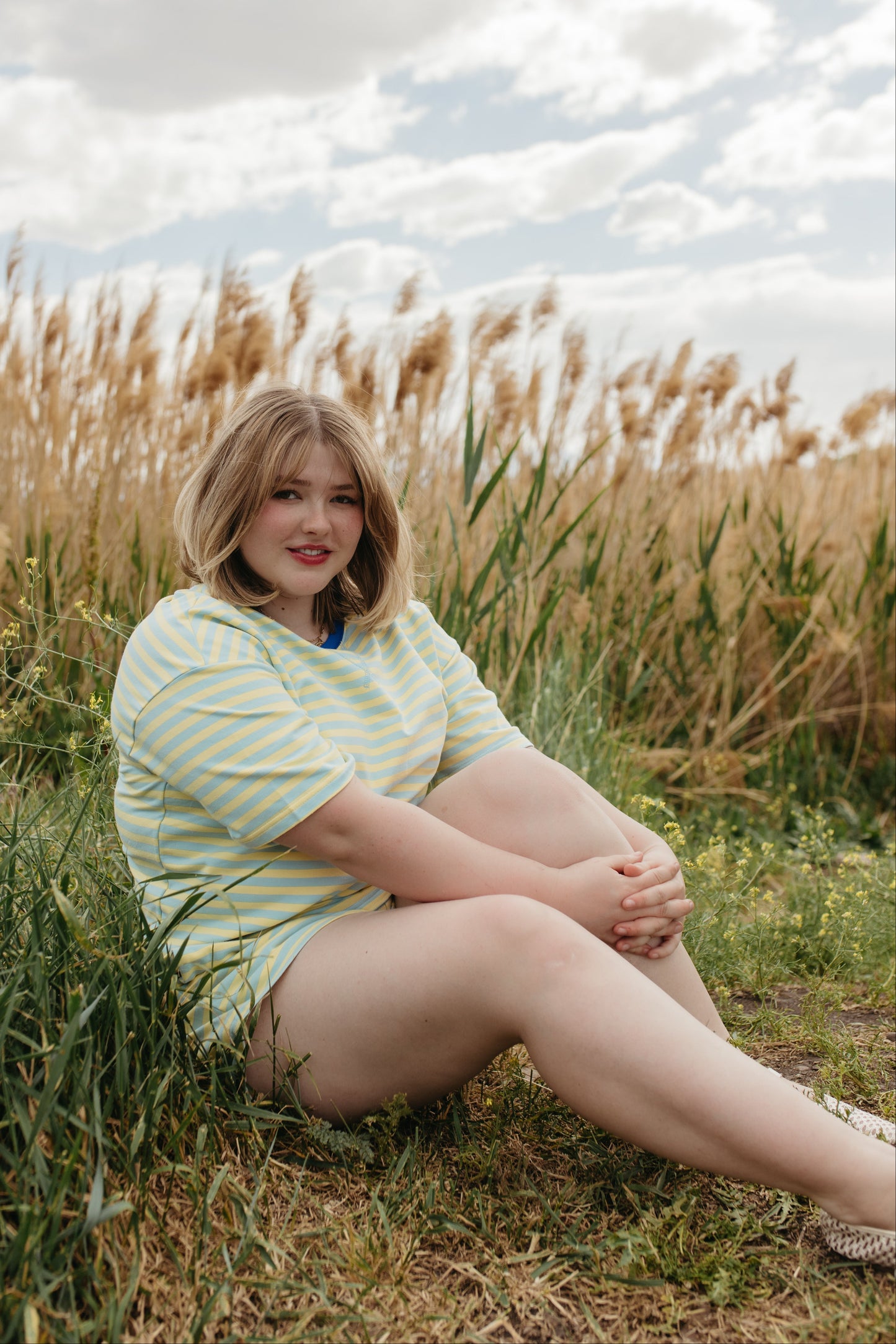 THE EMMIE STRIPE CONTRAST SET IN BLUE/YELLOW