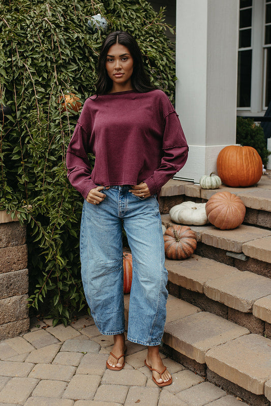 The Eloise Mineral Wash Top in Dark Cherry, photo 2 of 6