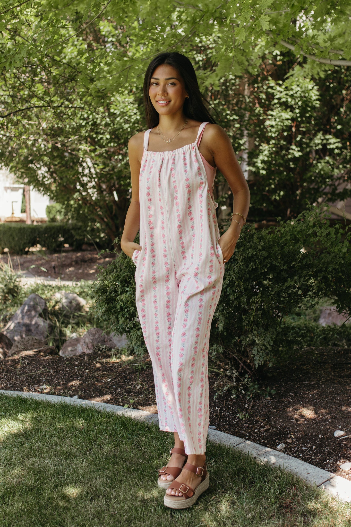 THE SERENITY STRIPE JUMPSUIT IN IVORY