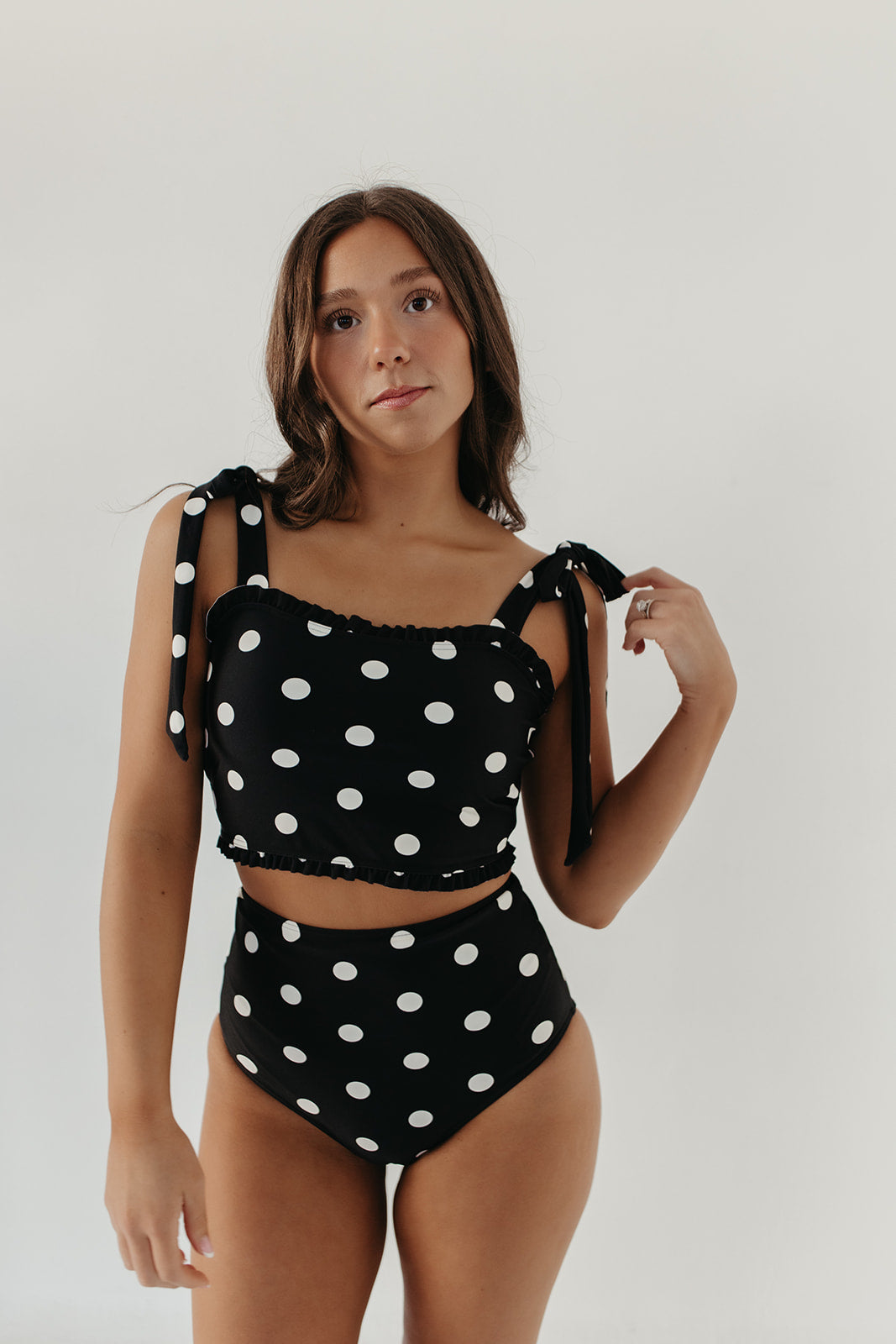 HIGH WAIST SWIM BOTTOMS IN DOTS BY PINK DESERT