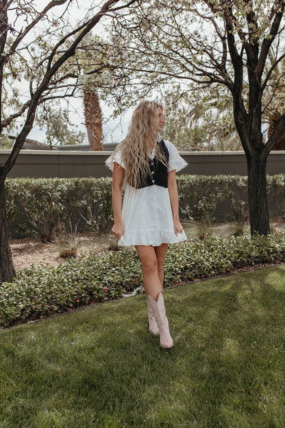 THE ARDEN COLLARED DRESS IN WHITE