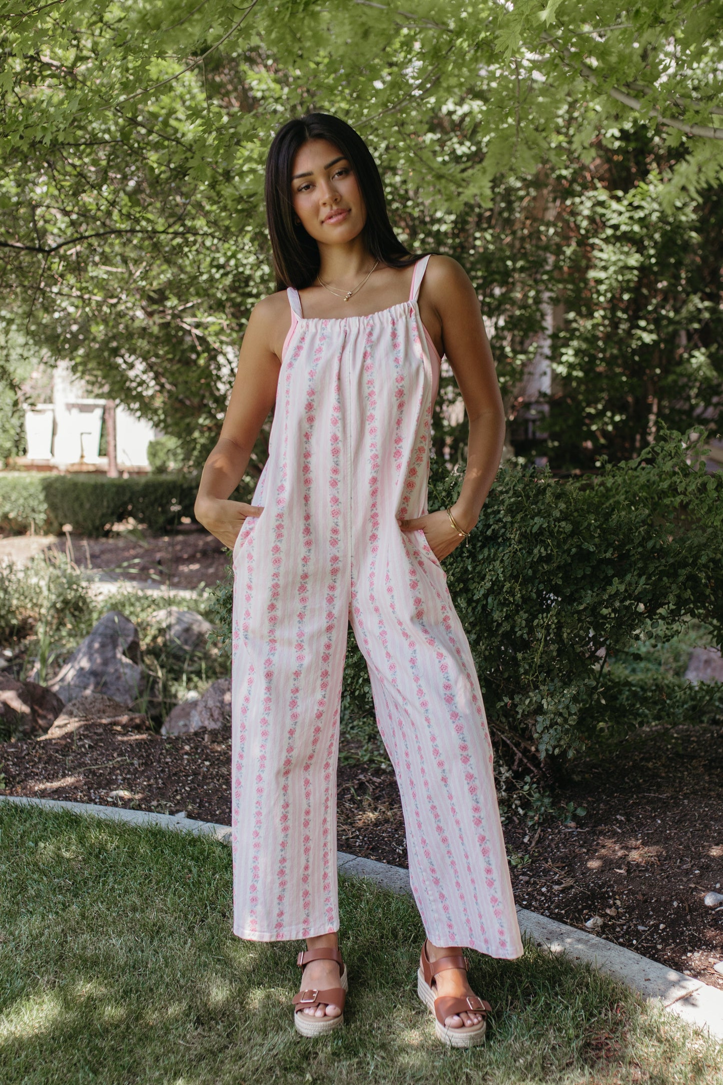 THE SERENITY STRIPE JUMPSUIT IN IVORY