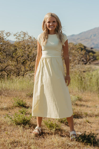 THE ANNA LYNN MIDI DRESS IN BANANA CREAM