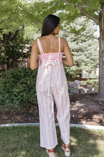 THE SERENITY STRIPE JUMPSUIT IN IVORY