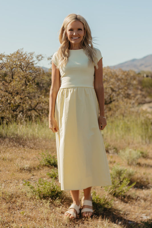 THE ANNA LYNN MIDI DRESS IN BANANA CREAM