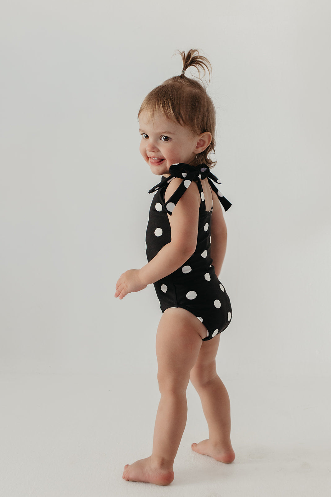 GIRLS TIE STRAP ONE PIECE IN DOTS BY PINK DESERT