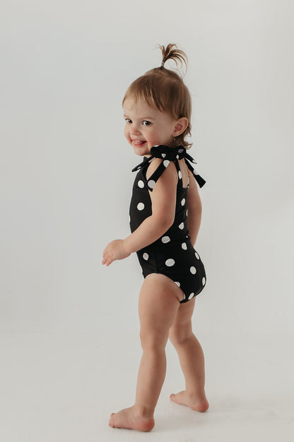 GIRLS TIE STRAP ONE PIECE IN DOTS BY PINK DESERT