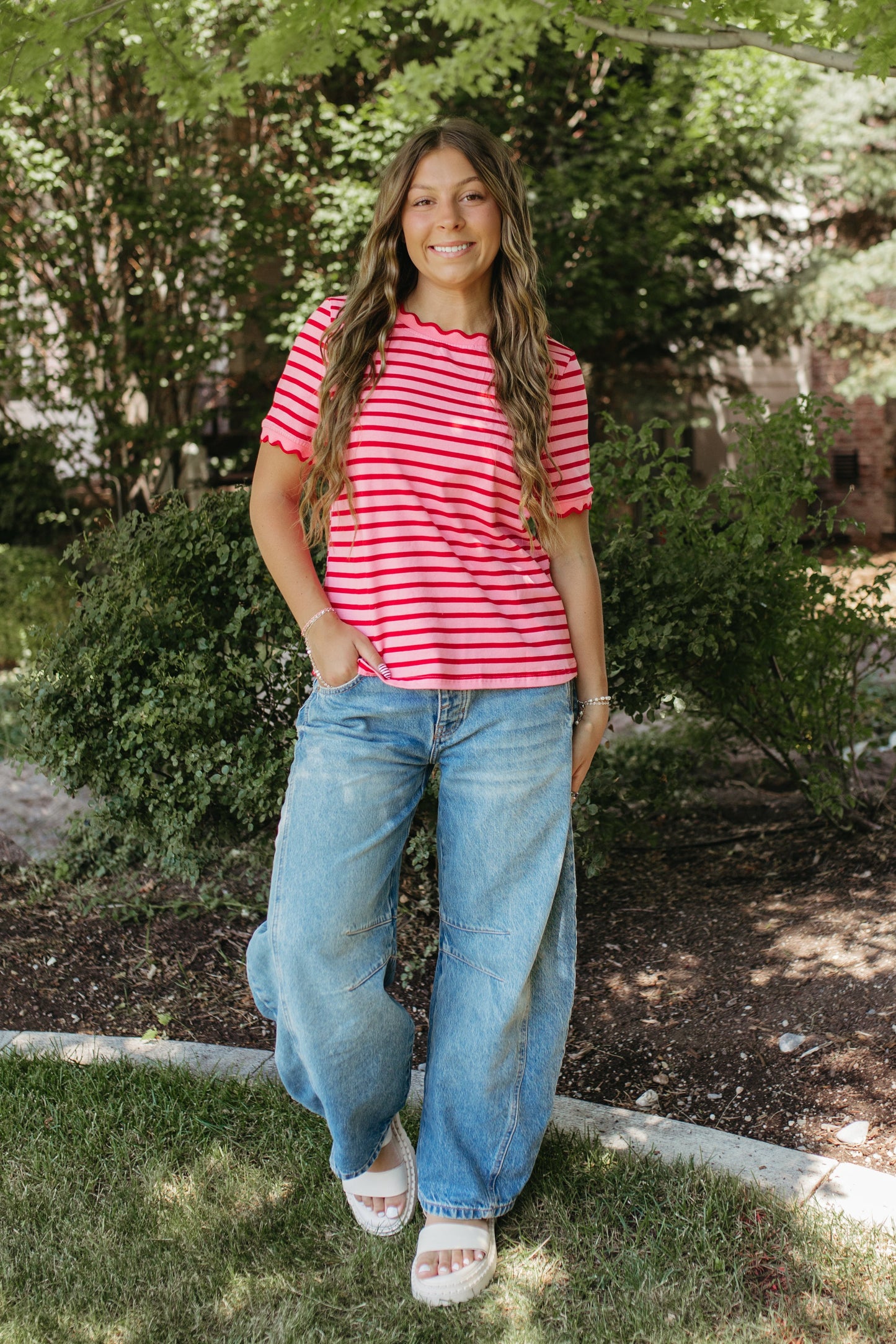 THE ELIZA STRIPE SHIRT IN PINK