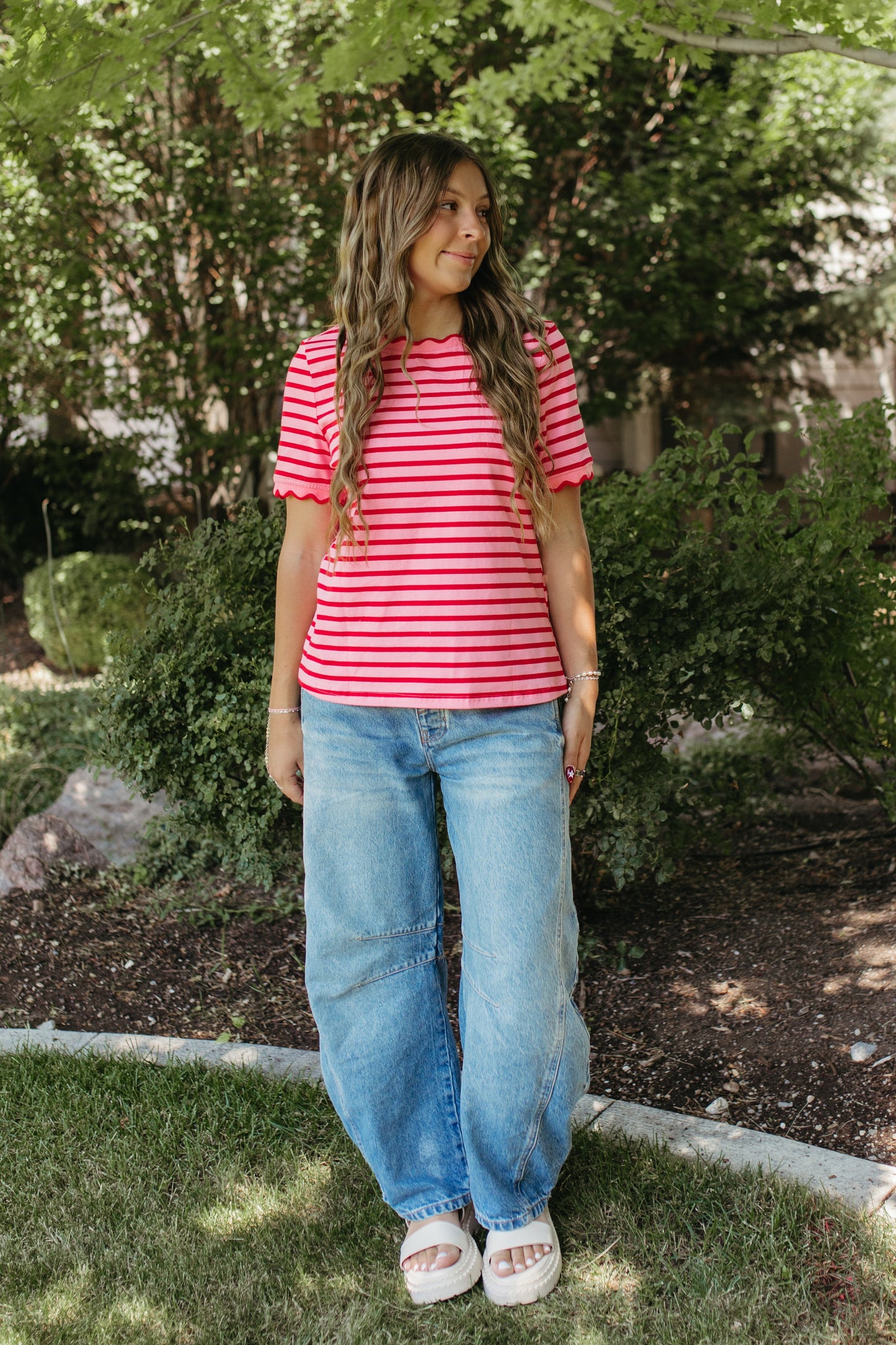 THE ELIZA STRIPE SHIRT IN PINK