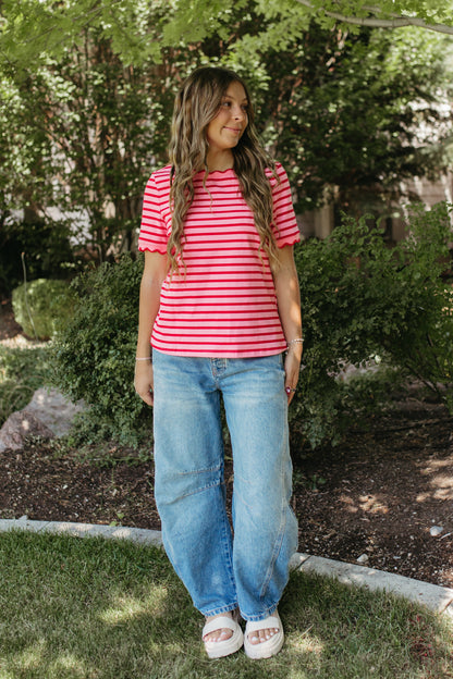 THE ELIZA STRIPE SHIRT IN PINK