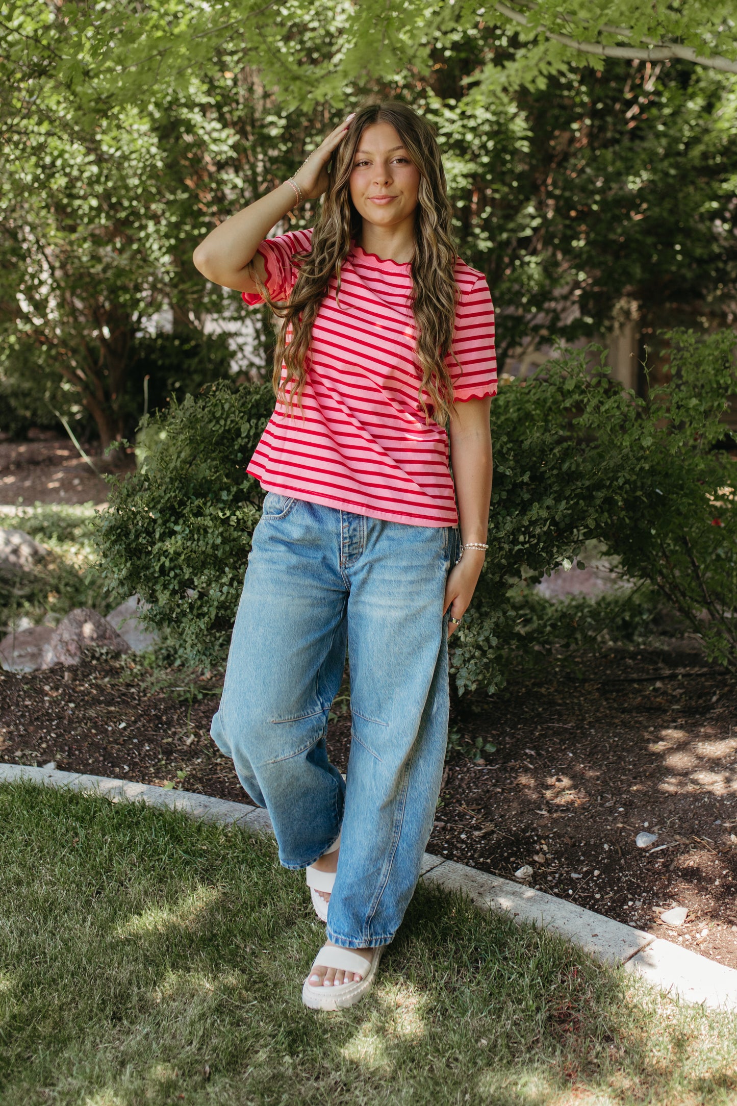 THE ELIZA STRIPE SHIRT IN PINK