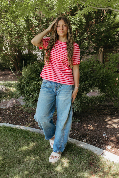 THE ELIZA STRIPE SHIRT IN PINK