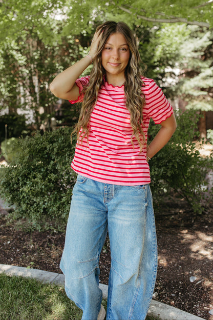 THE ELIZA STRIPE SHIRT IN PINK