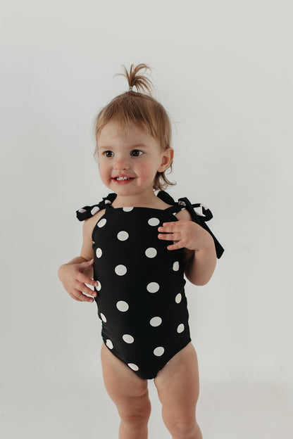 GIRLS TIE STRAP ONE PIECE IN DOTS BY PINK DESERT