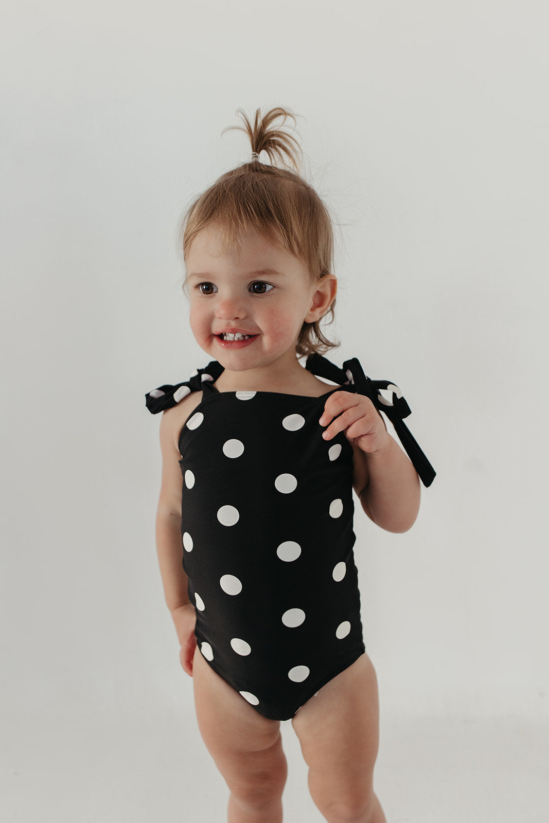 GIRLS TIE STRAP ONE PIECE IN DOTS BY PINK DESERT