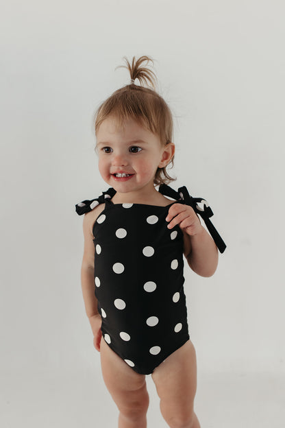 GIRLS TIE STRAP ONE PIECE IN DOTS BY PINK DESERT