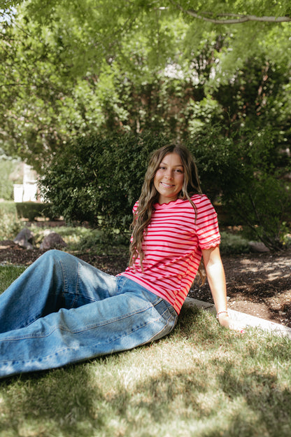 THE ELIZA STRIPE SHIRT IN PINK