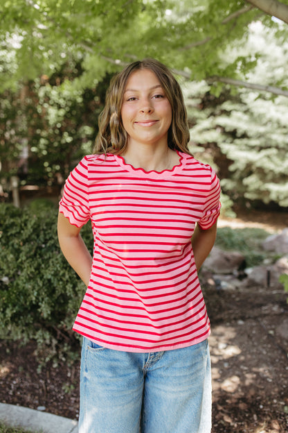 THE ELIZA STRIPE SHIRT IN PINK