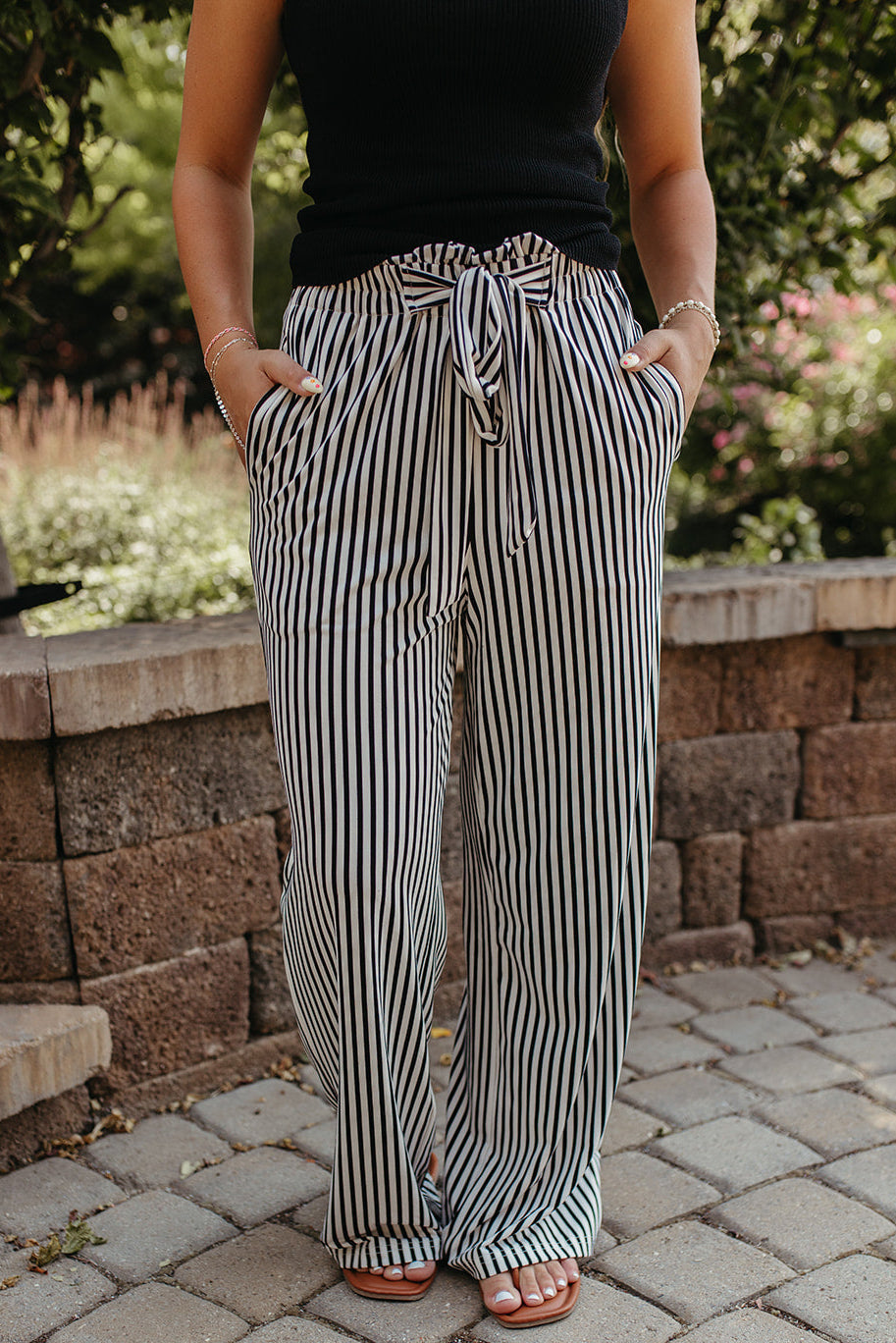 THE ARLO STRIPE WIDE LEG PANTS