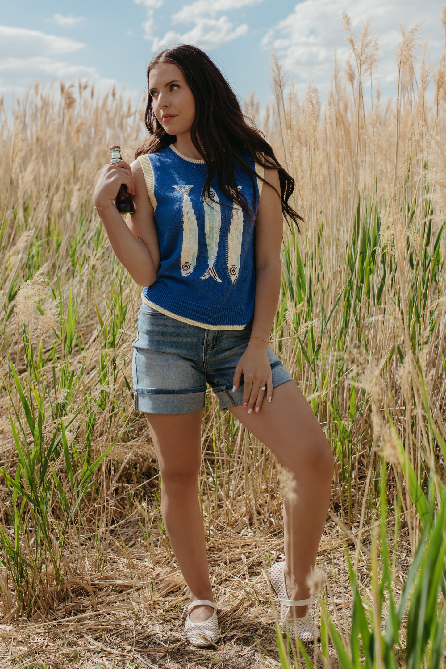THE SHIRLEY FISH SWEATER IN BLUE