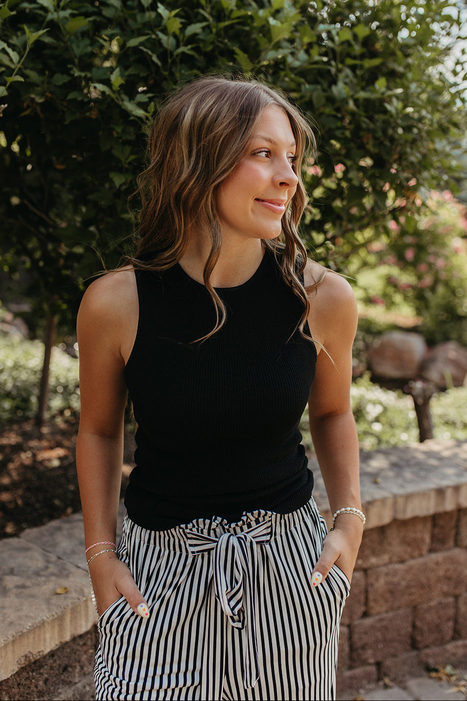 THE VERONICA RIBBED TANK IN BLACK