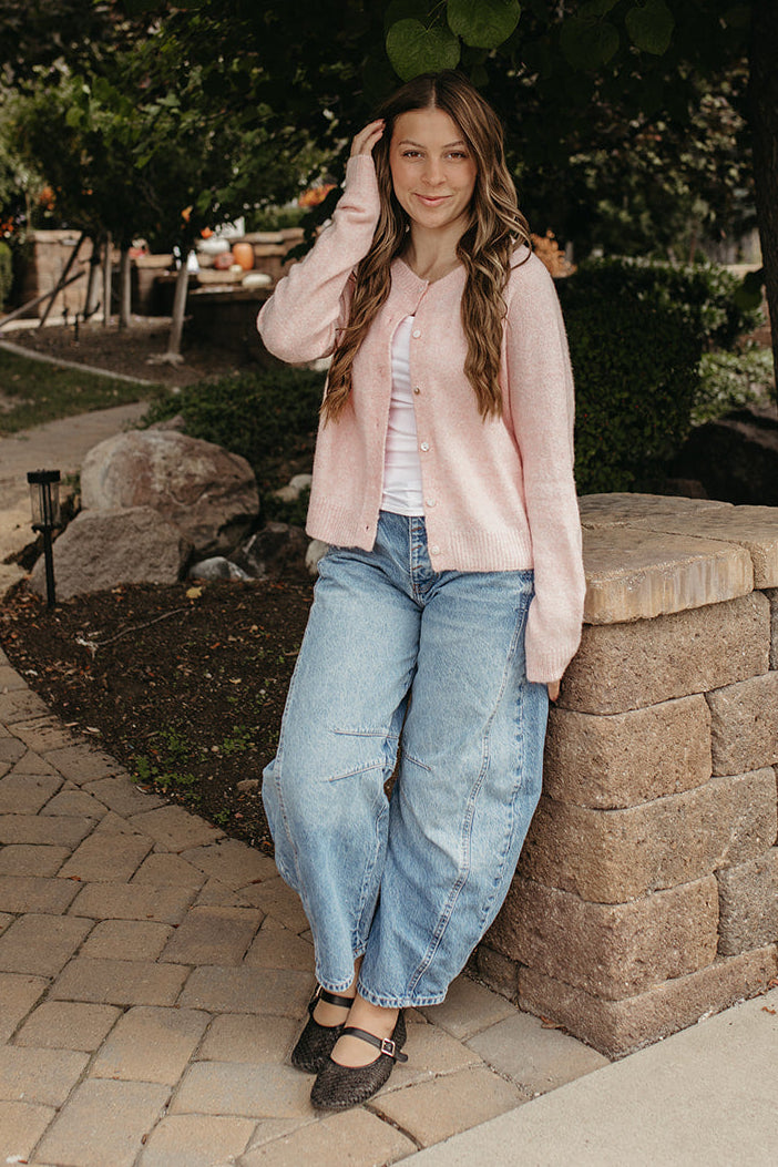 THE JOCELYN BLOSSOM SEASON CARDIGAN IN PASTEL PINK
