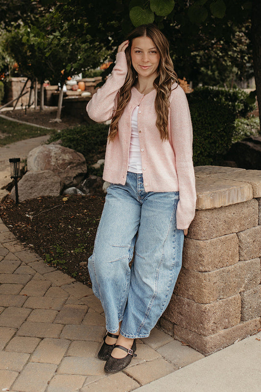 THE JOCELYN BLOSSOM SEASON CARDIGAN IN PASTEL PINK