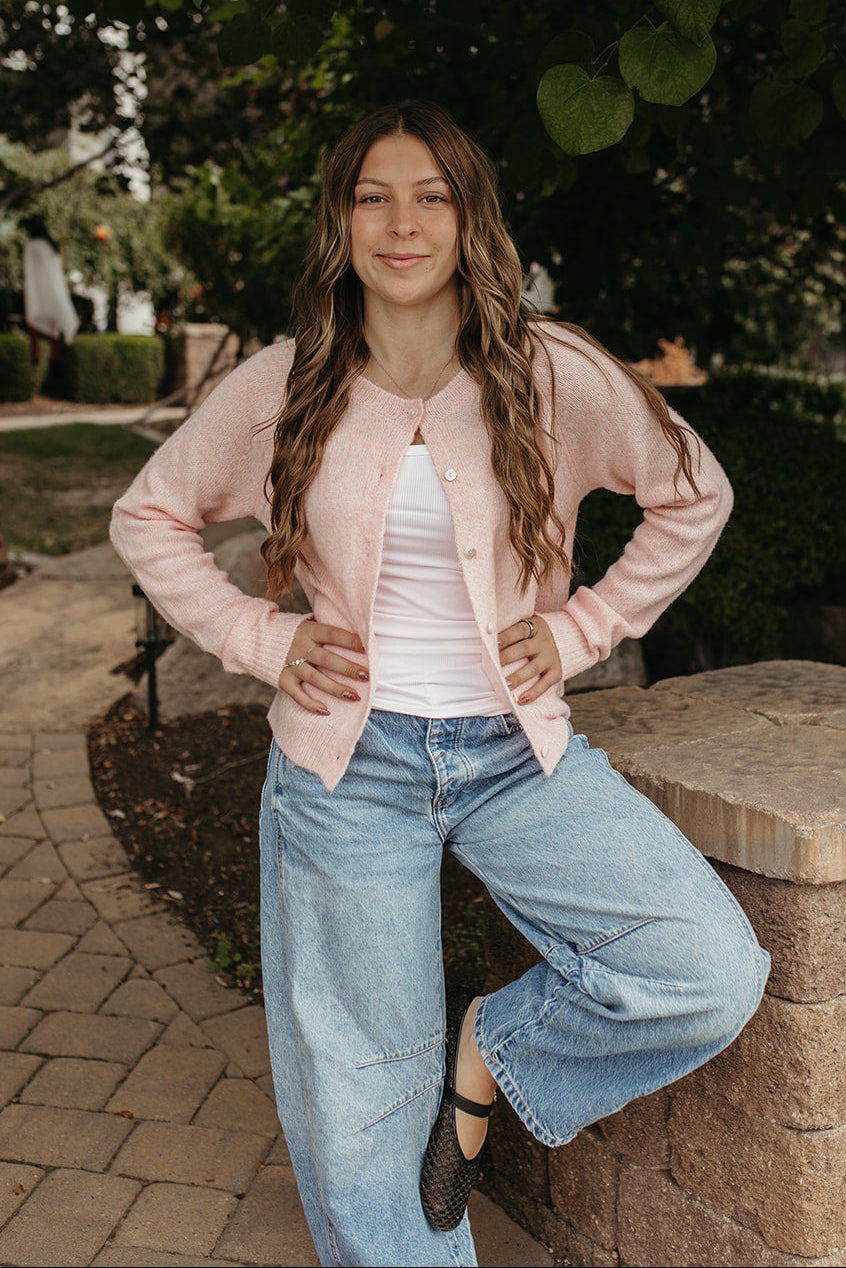 THE JOCELYN BLOSSOM SEASON CARDIGAN IN PASTEL PINK